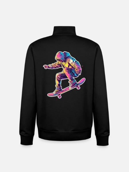 Retro Skateboarder - Unisex Organic Zip Sweatshirt by Stanley/Stella - black