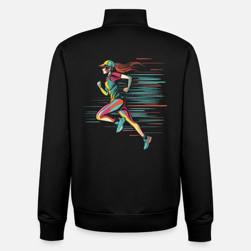 Läuferin Comic Look - Unisex Organic Zip Sweatshirt von Stanley/Stella - Schwarz