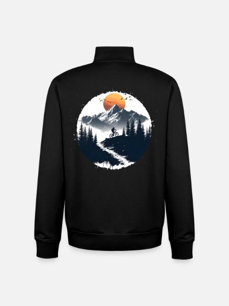 Cyclist Illustration - Unisex Organic Zip Sweatshirt by Stanley/Stella - black
