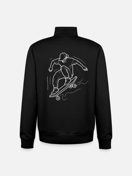 Skateboarding Boy Line Art - Unisex Organic Zip Sweatshirt by Stanley/Stella - black