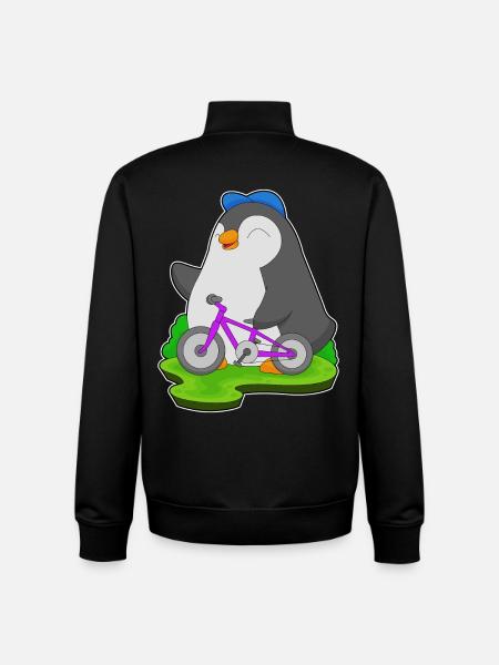 Vélo pingouin - Sweat zippé unisexe en coton bio Stanley/Stella - noir