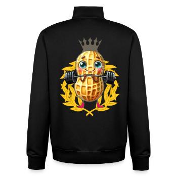 Erdnuss Gewicht hebend Lorbeerkranz Bodybuilder - Unisex Organic Zip Sweatshirt von Stanley/Stella - Schwarz - Hinten - AI Model Male 185 light (185cm)