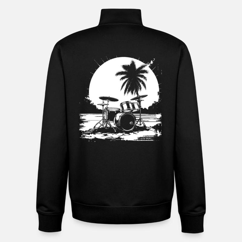 Croquis de tambour - Sweat zippé unisexe en coton bio Stanley/Stella - noir
