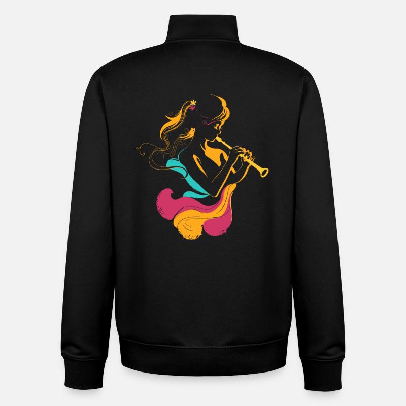 Flûtiste - Sweat zippé unisexe en coton bio Stanley/Stella - noir