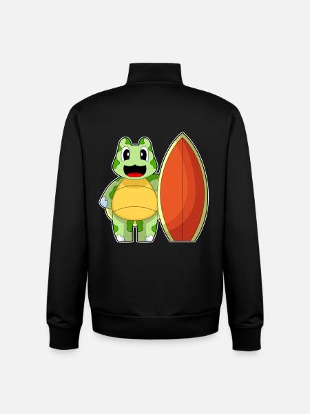 Turtle Surfing Surfboard Summer - Unisex Organic Zip Sweatshirt by Stanley/Stella - black