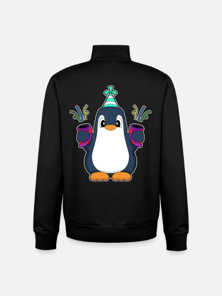 Penguin Birthday Confetti - Unisex Organic Zip Sweatshirt by Stanley/Stella - black