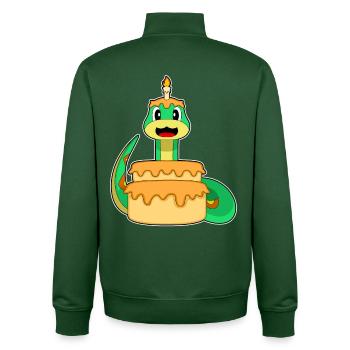 Snake Birthday Cake - Unisex Organic Zip Sweatshirt by Stanley/Stella - bottle green - Back - AI Model Male 185 dark (185cm)