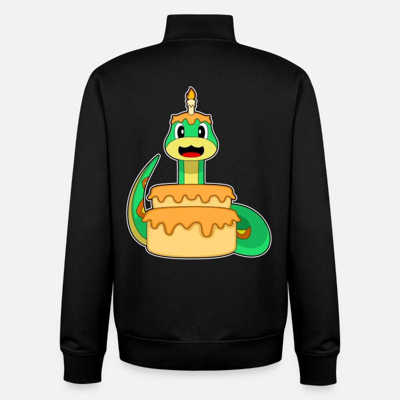 Snake Birthday Cake - Unisex Organic Zip Sweatshirt by Stanley/Stella - black