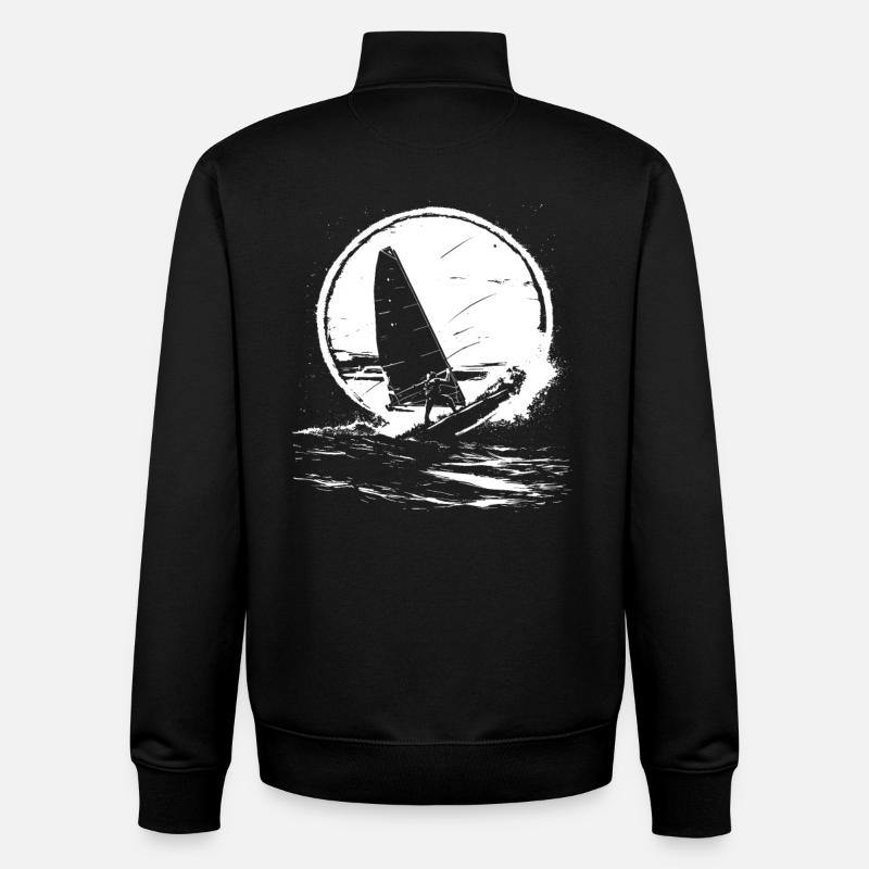 Windsurfing Lovers - Unisex Organic Zip Sweatshirt by Stanley/Stella - black