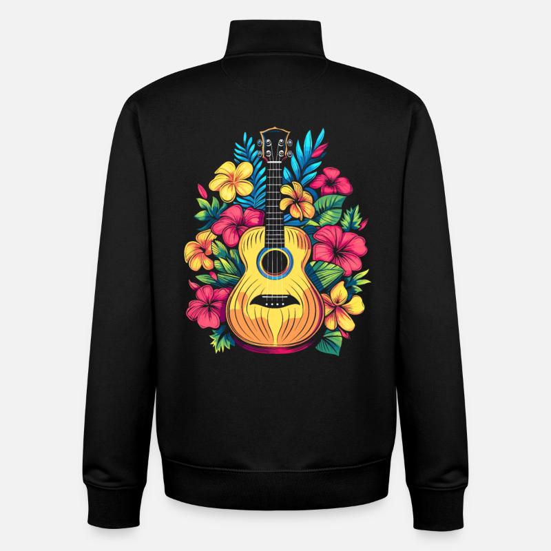 Ukulele Comic Look - Unisex Organic Zip Sweatshirt by Stanley/Stella - black