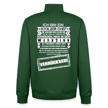 a proud of a troop of crazy - Unisex Organic Zip Sweatshirt by Stanley/Stella - bottle green - Back - AI Model Male 185 dark (185cm)