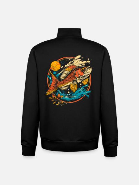 Fish Illustration - Unisex Organic Zip Sweatshirt by Stanley/Stella - black