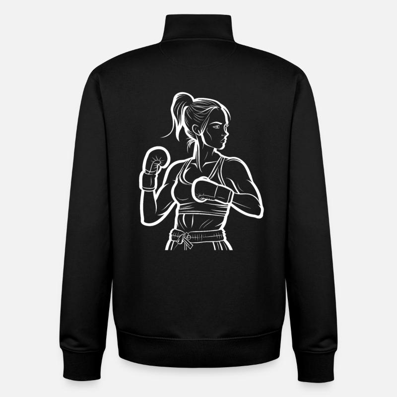 Boxerin Line Art - Unisex Organic Zip Sweatshirt von Stanley/Stella - Schwarz