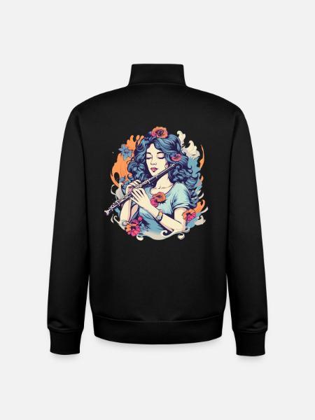 Flûte Fille Graphique - Sweat zippé unisexe en coton bio Stanley/Stella - noir