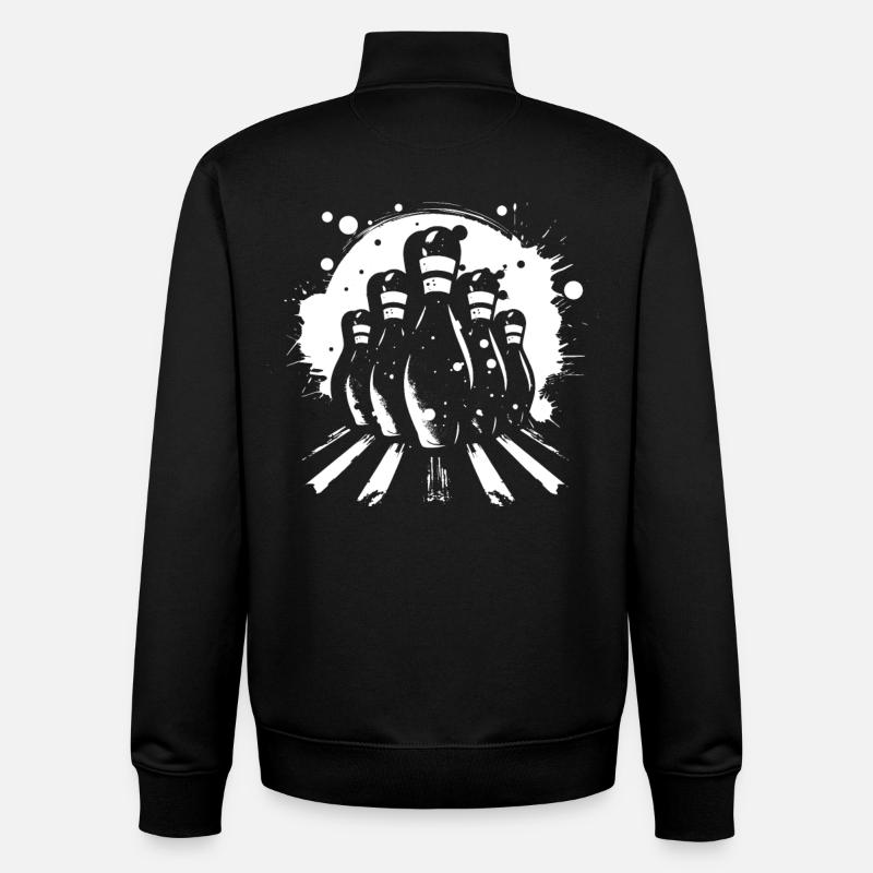 Dessin de quilles de bowling - Sweat zippé unisexe en coton bio Stanley/Stella - noir