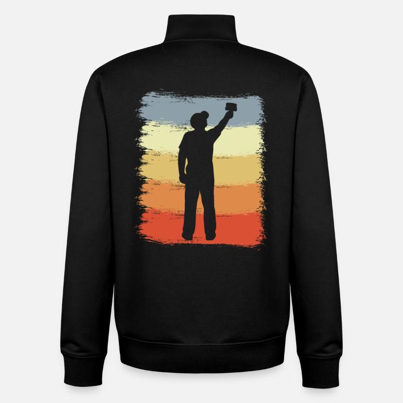 Peintre Look Rétro - Sweat zippé unisexe en coton bio Stanley/Stella - noir