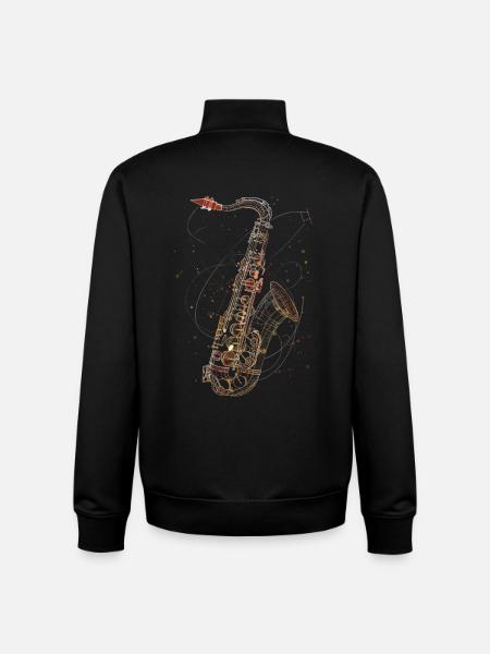 Saxophone Line Art - Unisex Organic Zip Sweatshirt by Stanley/Stella - black