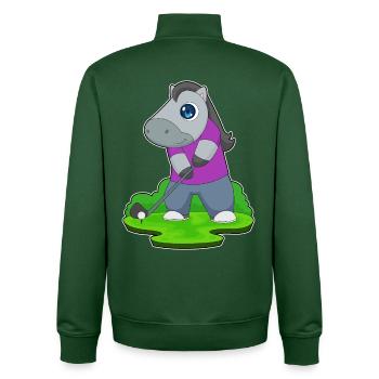 Horse Golf Golf Clubs - Unisex Organic Zip Sweatshirt by Stanley/Stella - bottle green - Back - AI Model Male 185 dark (185cm)