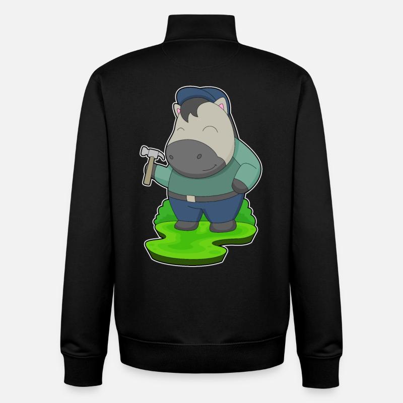 Cheval Artisan Marteau - Sweat zippé unisexe en coton bio Stanley/Stella - noir