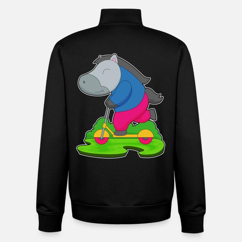 Trottinette à cheval - Sweat zippé unisexe en coton bio Stanley/Stella - noir