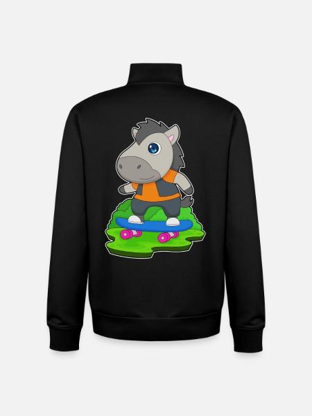 Paard Skater Skateboard - Unisex sweater met rits van biologisch katoen Stanley/Stella - zwart