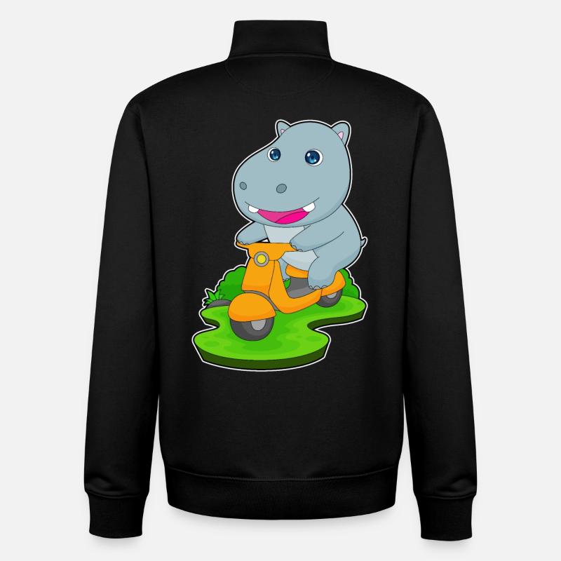 Nilpferd Motorroller - Unisex Organic Zip Sweatshirt von Stanley/Stella - Schwarz