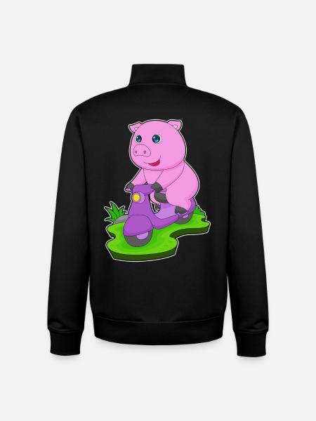 Pig Scooter - Unisex Organic Zip Sweatshirt by Stanley/Stella - black