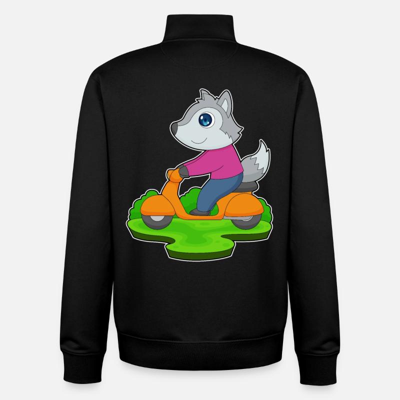 Trottinette Wolf - Sweat zippé unisexe en coton bio Stanley/Stella - noir