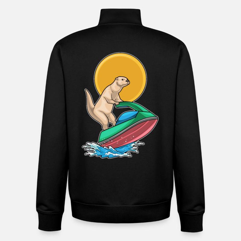 Otter Sommer Jetski - Unisex Organic Zip Sweatshirt von Stanley/Stella - Schwarz