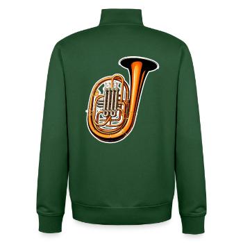 Tuba Graphic - Unisex Organic Zip Sweatshirt by Stanley/Stella - bottle green - Back - AI Model Male 185 dark (185cm)