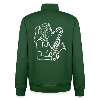 Saxophoniste - Sweat zippé unisexe en coton bio Stanley/Stella - vert bouteille - Dos - AI Model Male 185 dark (185cm)