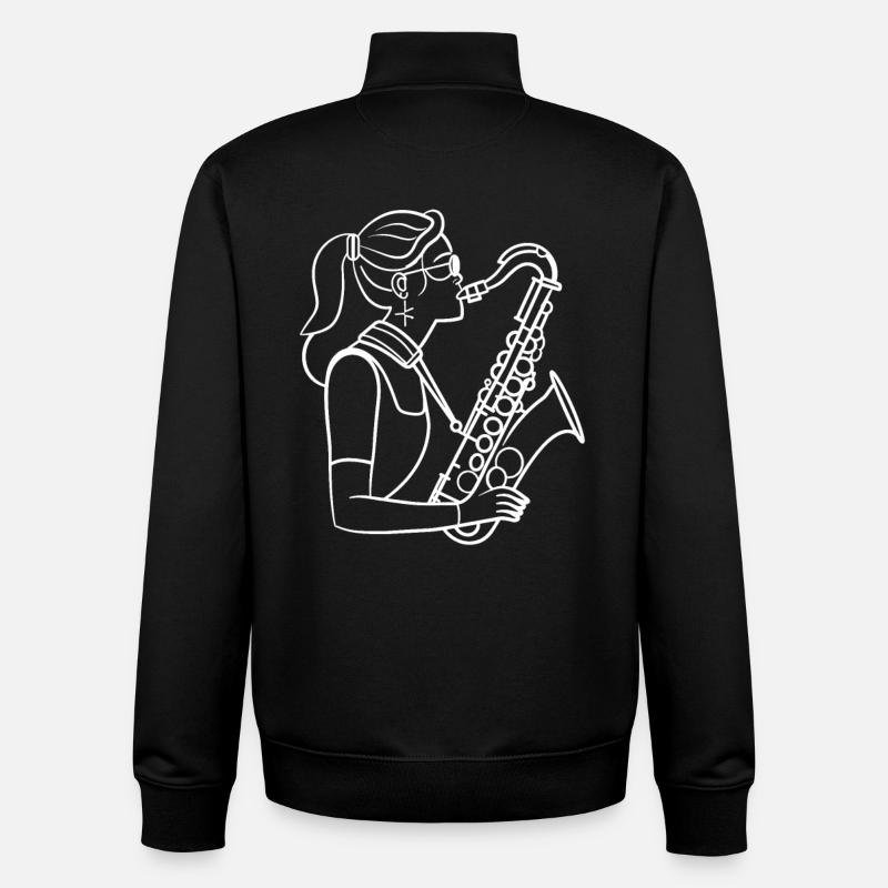 Saxophone player - Unisex Organic Zip Sweatshirt by Stanley/Stella - black