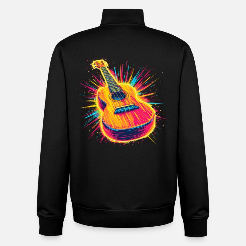 Ukulele Retrowave - Unisex Organic Zip Sweatshirt by Stanley/Stella - black