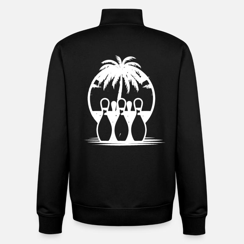 Graphiques de bowling - Sweat zippé unisexe en coton bio Stanley/Stella - noir