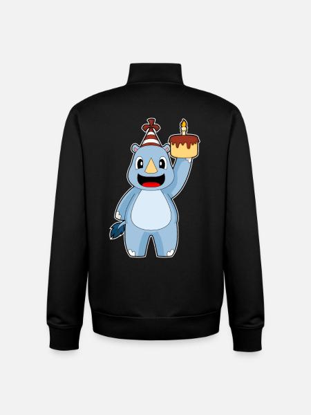 Gâteau d’anniversaire rhinocéros - Sweat zippé unisexe en coton bio Stanley/Stella - noir