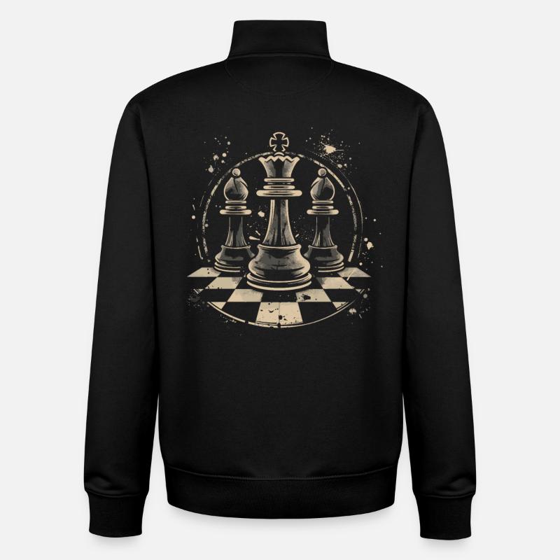 Schachfiguren Zeichnung - Unisex Organic Zip Sweatshirt von Stanley/Stella - Schwarz