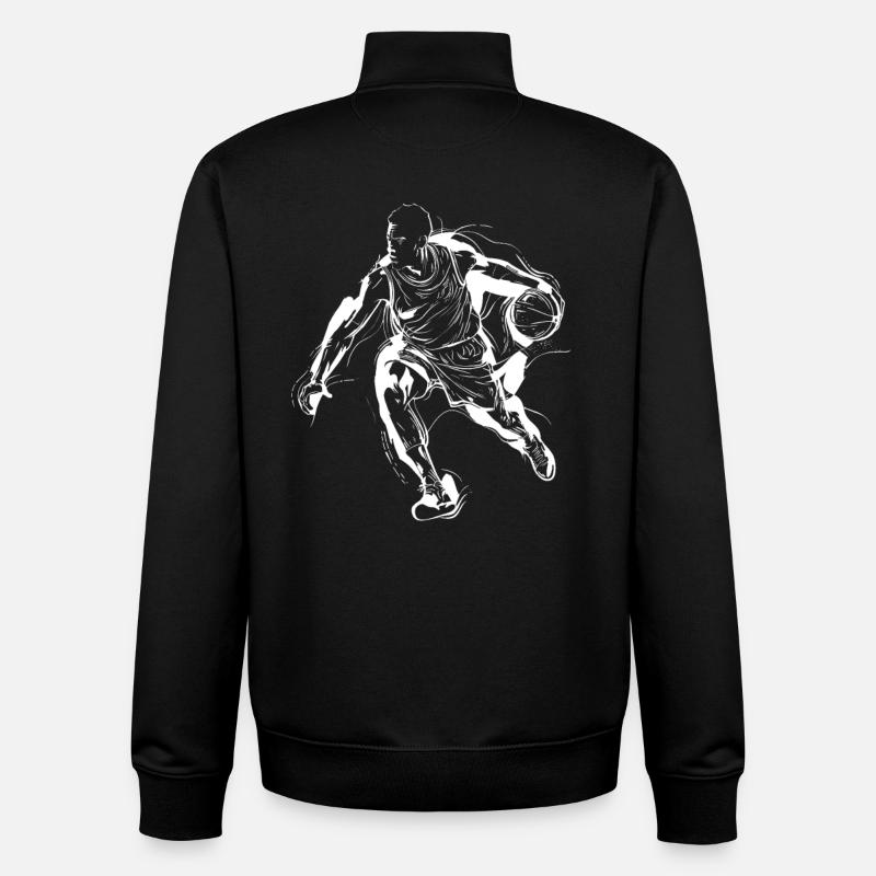 Basketball Player Drawing - Unisex Organic Zip Sweatshirt by Stanley/Stella - black