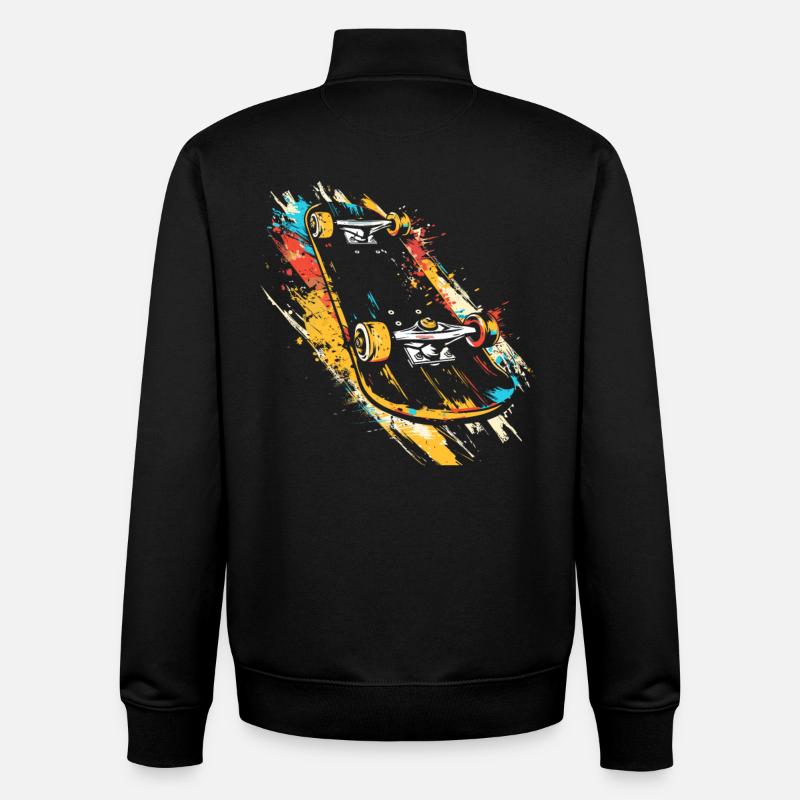 Skateboard Graffiti - Unisex Organic Zip Sweatshirt by Stanley/Stella - black