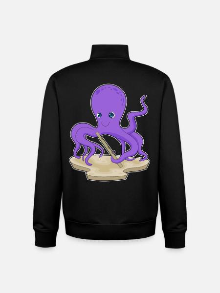 Octopus Musician Flute Music - Unisex Organic Zip Sweatshirt by Stanley/Stella - black