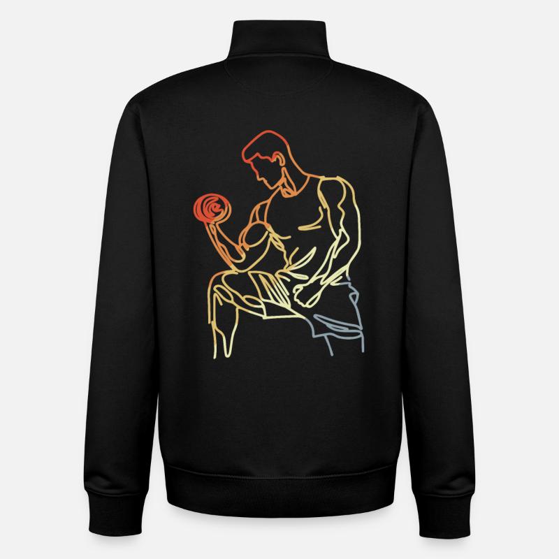Dessin de fitness - Sweat zippé unisexe en coton bio Stanley/Stella - noir
