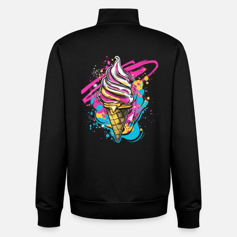 cream cone paint blobs - Unisex Organic Zip Sweatshirt by Stanley/Stella - black