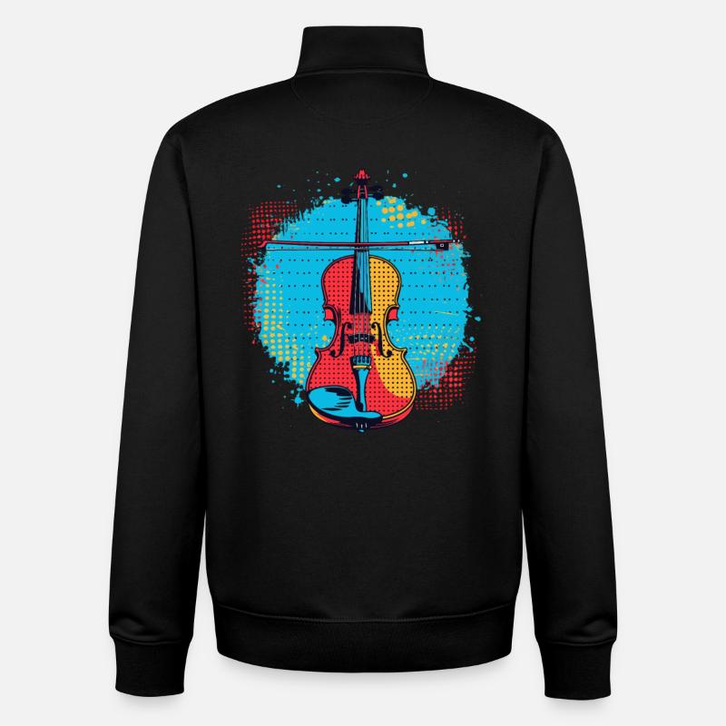 Dessin de violon - Sweat zippé unisexe en coton bio Stanley/Stella - noir