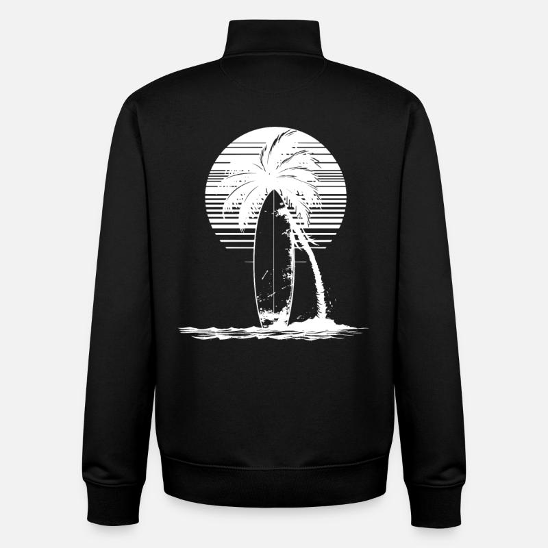 Surfboard Drawing - Unisex Organic Zip Sweatshirt by Stanley/Stella - black