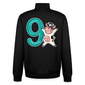9th Birthday Motif Cow - 9 Years - Unisex Organic Zip Sweatshirt by Stanley/Stella - black - Back - AI Model Male 185 light (185cm)