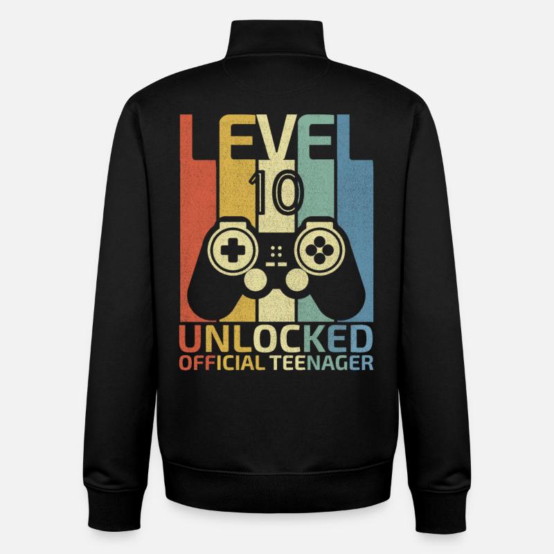 Level 10 Unlocked official teenager - Sweat zippé unisexe en coton bio Stanley/Stella - noir