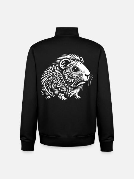 Cochon d'Inde tribal - Sweat zippé unisexe en coton bio Stanley/Stella - noir