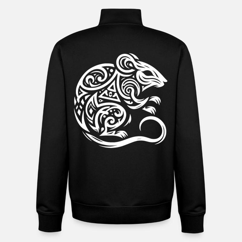 Souris tribale - Sweat zippé unisexe en coton bio Stanley/Stella - noir