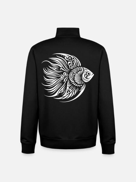 Poisson-ange tribal - Sweat zippé unisexe en coton bio Stanley/Stella - noir