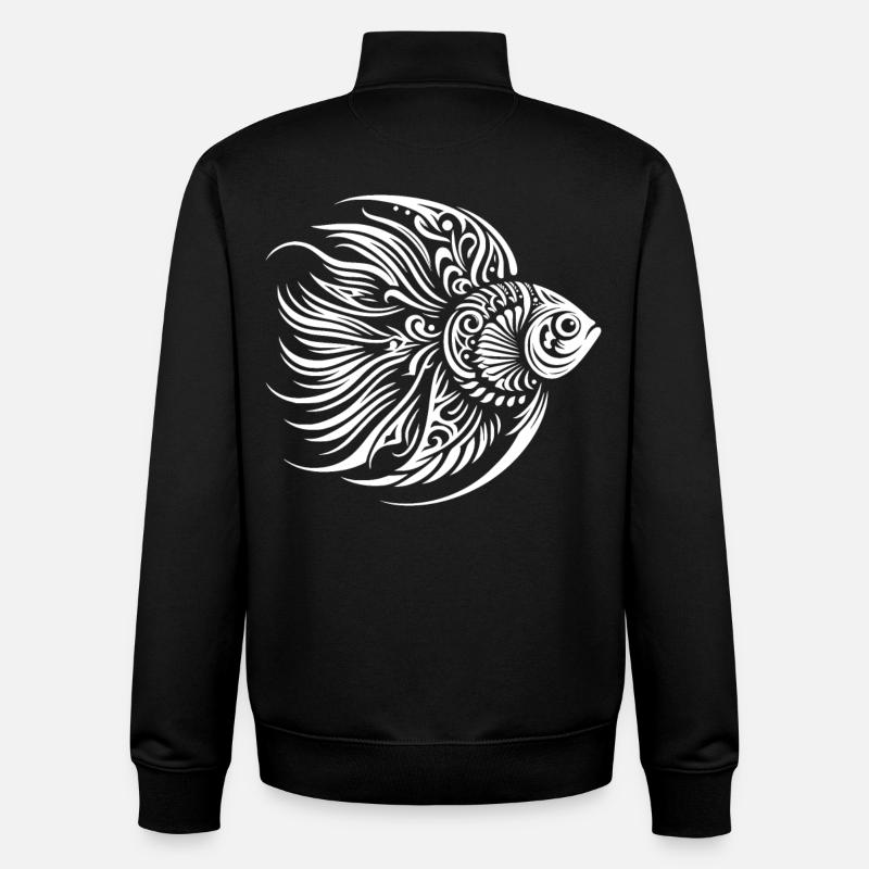 Poisson-ange tribal - Sweat zippé unisexe en coton bio Stanley/Stella - noir