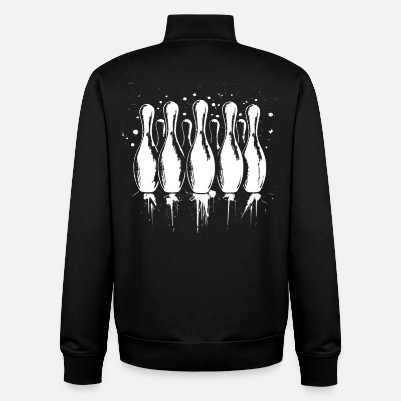 Graphiques de bowling - Sweat zippé unisexe en coton bio Stanley/Stella - noir